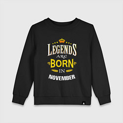Свитшот хлопковый детский Legends are born in november, цвет: черный