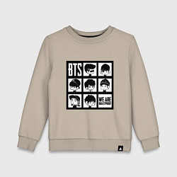 Свитшот хлопковый детский BTS: We are bulletproof, цвет: миндальный
