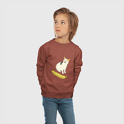 Свитшот хлопковый детский Cat no banana meme, цвет: кирпичный — фото 2