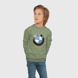Свитшот хлопковый детский BMW, цвет: авокадо — фото 2