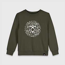 Свитшот хлопковый детский Shadowhunters Runes, цвет: хаки