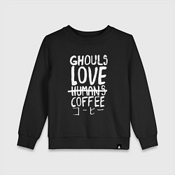 Свитшот хлопковый детский Ghouls Love Coffee, цвет: черный