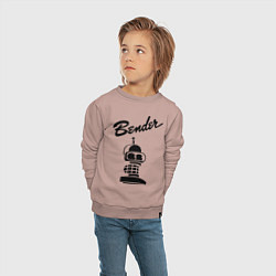 Свитшот хлопковый детский Bender monochrome, цвет: пыльно-розовый — фото 2