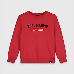 Свитшот хлопковый детский FC Real Madrid Est. 1902, цвет: красный