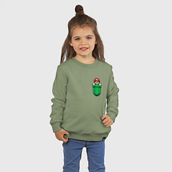Свитшот хлопковый детский Марио в кармане, цвет: авокадо — фото 2