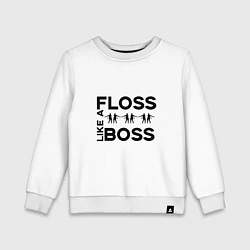 Свитшот хлопковый детский Floss like a boss, цвет: белый