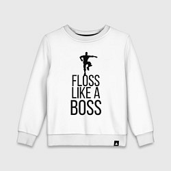 Свитшот хлопковый детский Floss like a boss, цвет: белый