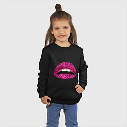 Свитшот хлопковый детский Pink leopard lips, цвет: черный — фото 2