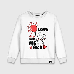 Свитшот хлопковый детский Love makes me high, цвет: белый