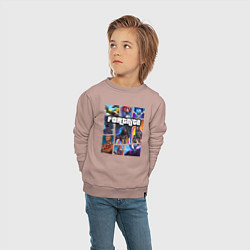 Свитшот хлопковый детский Fortnite GTA, цвет: пыльно-розовый — фото 2
