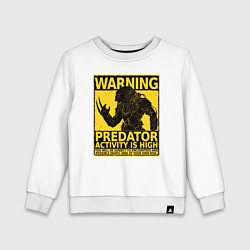 Свитшот хлопковый детский Warning: Predator, цвет: белый