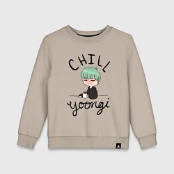 Свитшот хлопковый детский Chill Yoongi, цвет: миндальный