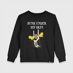 Свитшот хлопковый детский Punk uder my skin, цвет: черный