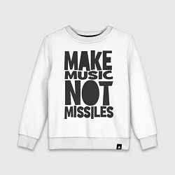 Свитшот хлопковый детский Make Music Not Missiles, цвет: белый