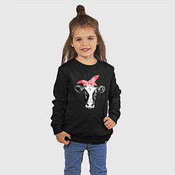 Свитшот хлопковый детский Корова в бандане, цвет: черный — фото 2