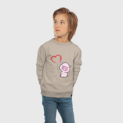 Свитшот хлопковый детский Pig Love, цвет: миндальный — фото 2