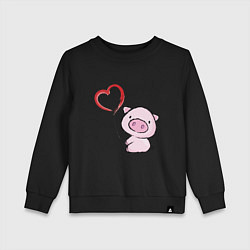 Свитшот хлопковый детский Pig Love, цвет: черный