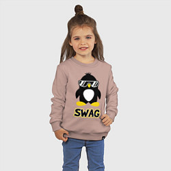 Свитшот хлопковый детский SWAG Penguin, цвет: пыльно-розовый — фото 2