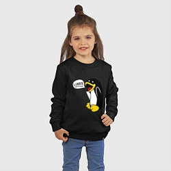 Свитшот хлопковый детский Пингвин: Linux, цвет: черный — фото 2