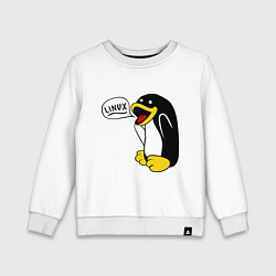 Свитшот хлопковый детский Пингвин: Linux цвета белый — фото 1