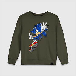 Свитшот хлопковый детский Sonic, цвет: хаки
