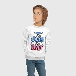 Свитшот хлопковый детский Good / Bad, цвет: белый — фото 2