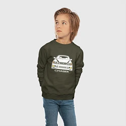 Свитшот хлопковый детский Toyota Chaser JZX100, цвет: хаки — фото 2