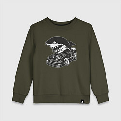 Свитшот хлопковый детский Акула на Тойоте, цвет: хаки