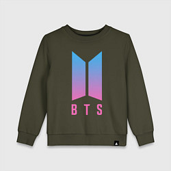 Свитшот хлопковый детский BTS: Neon V, цвет: хаки