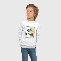 Свитшот хлопковый детский GRL PWR, цвет: белый — фото 2