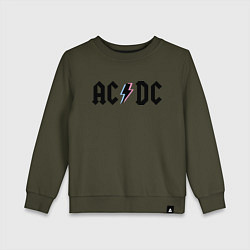 Свитшот хлопковый детский AC/DC, цвет: хаки