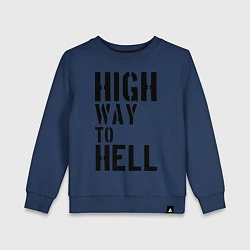 Свитшот хлопковый детский High way to hell, цвет: тёмно-синий