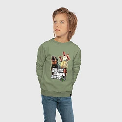 Свитшот хлопковый детский GTA 5: Man & Dog, цвет: авокадо — фото 2