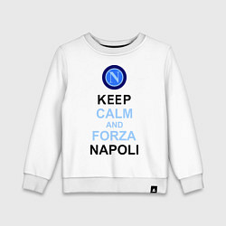Свитшот хлопковый детский Keep Calm & Forza Napoli, цвет: белый
