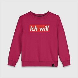 Свитшот хлопковый детский Ich will, цвет: маджента