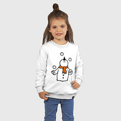 Свитшот хлопковый детский Снеговик играет в снежки, цвет: белый — фото 2