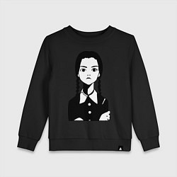 Свитшот хлопковый детский Wednesday Addams, цвет: черный