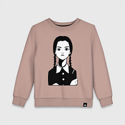 Свитшот хлопковый детский Wednesday Addams, цвет: пыльно-розовый