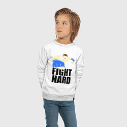 Свитшот хлопковый детский Fight Hard, цвет: белый — фото 2