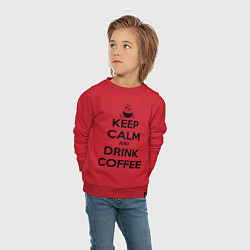 Свитшот хлопковый детский Keep Calm & Drink Coffee, цвет: красный — фото 2