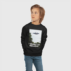 Свитшот хлопковый детский I WANT TO BELIEVE, цвет: черный — фото 2