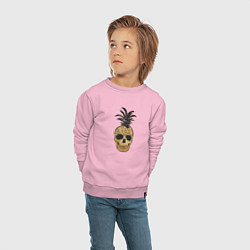 Свитшот хлопковый детский Череп Ананас, цвет: светло-розовый — фото 2
