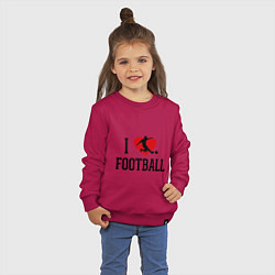Свитшот хлопковый детский I love football, цвет: маджента — фото 2