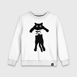 Свитшот хлопковый детский Черный кот в руках, цвет: белый