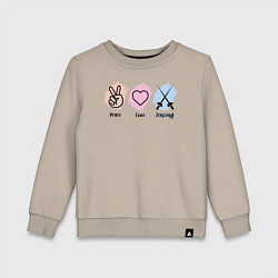 Свитшот хлопковый детский Peace, love, fencing, цвет: миндальный