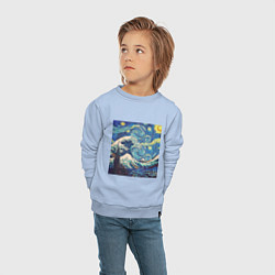 Свитшот хлопковый детский Звездная ночь, цвет: мягкое небо — фото 2