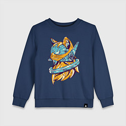 Свитшот хлопковый детский Техно Кот, цвет: тёмно-синий