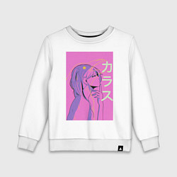 Свитшот хлопковый детский Vaporwave anime art, цвет: белый
