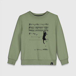 Свитшот хлопковый детский Music cat, цвет: авокадо