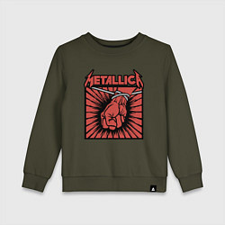 Свитшот хлопковый детский Metallica, цвет: хаки